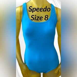 Speedo Solid UltraBack One Piece Swimsuit Size 8: color Speedo Blue. NWOT.